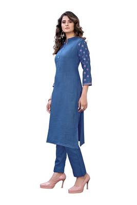 Blue printed cotton ethnic-kurtis 4