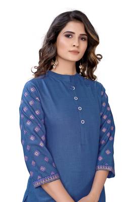 Blue printed cotton ethnic-kurtis 5