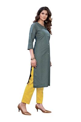 Teal printed cotton ethnic-kurtis 3