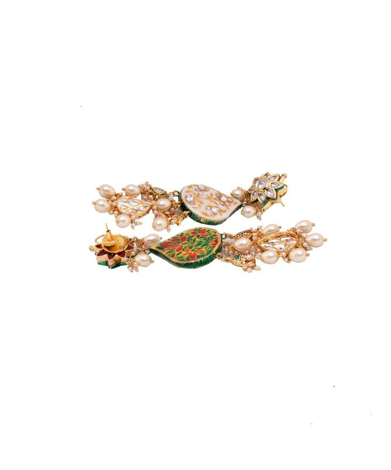 Elegant Blue And Off-White Drop Earrings