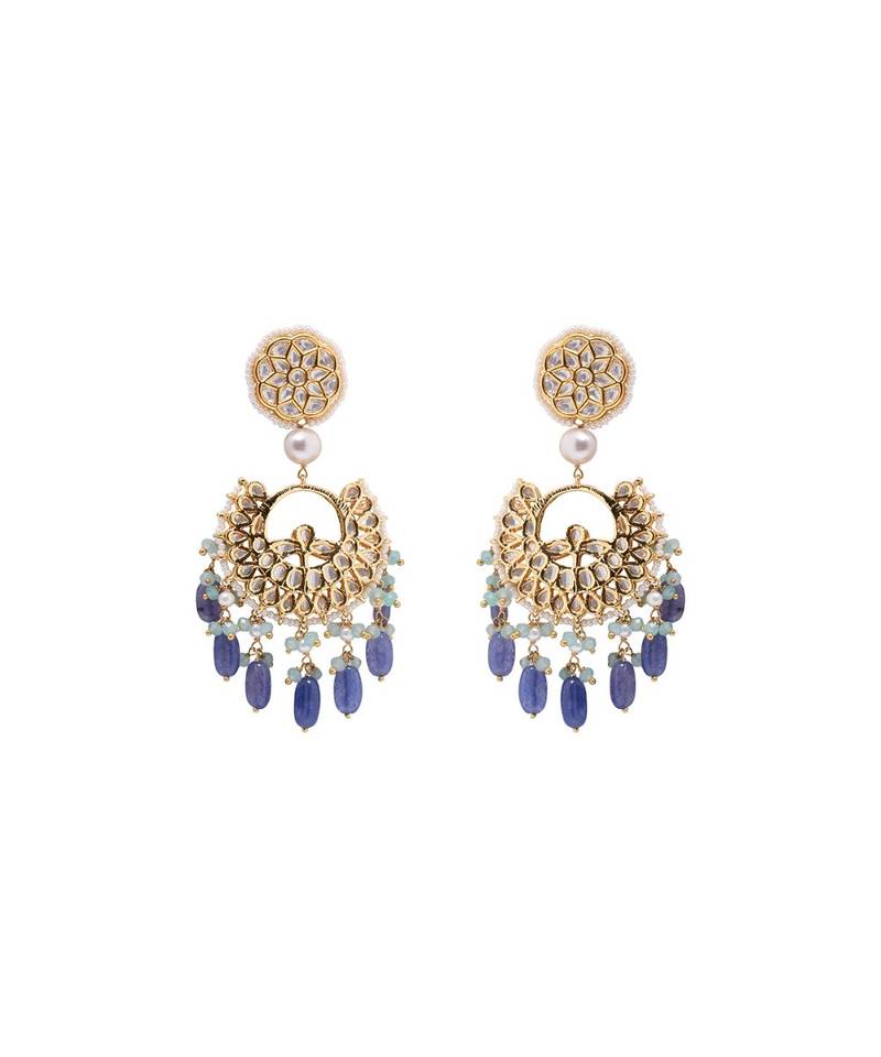 Deluxe White And Blue Dangle Earrings