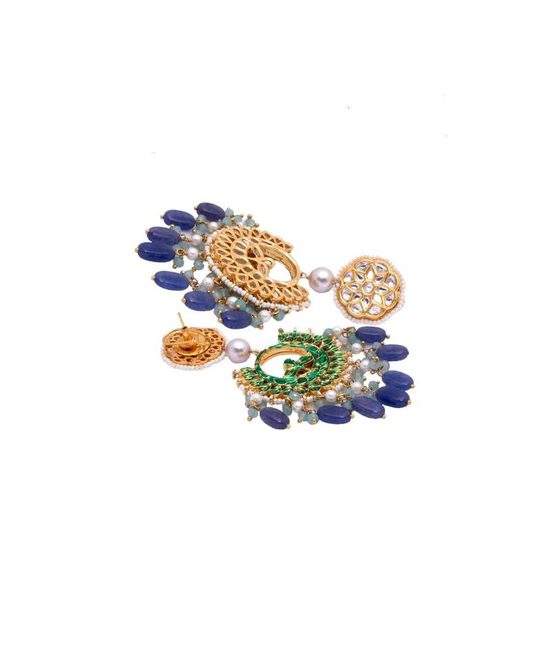 Deluxe White And Blue Dangle Earrings