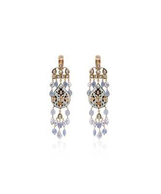 Plush Blue And Grey Drop Earrings 2