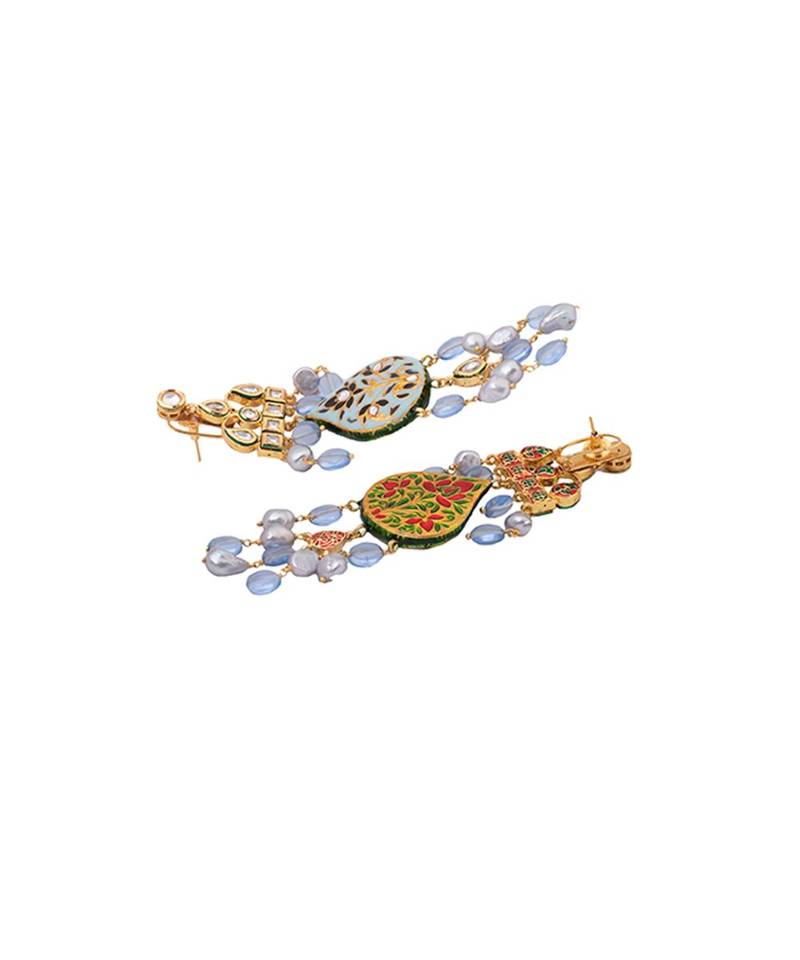 Plush Blue And Grey Drop Earrings