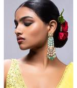 Deluxe White And Green Dangle Earrings