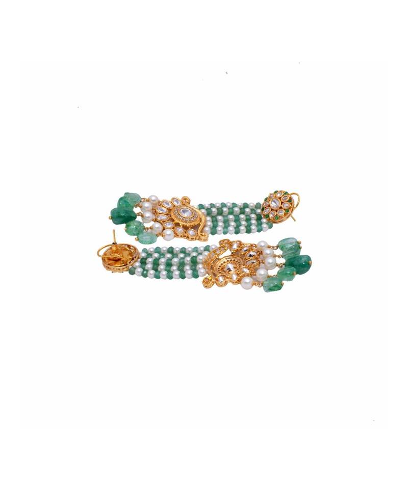 Deluxe White And Green Dangle Earrings