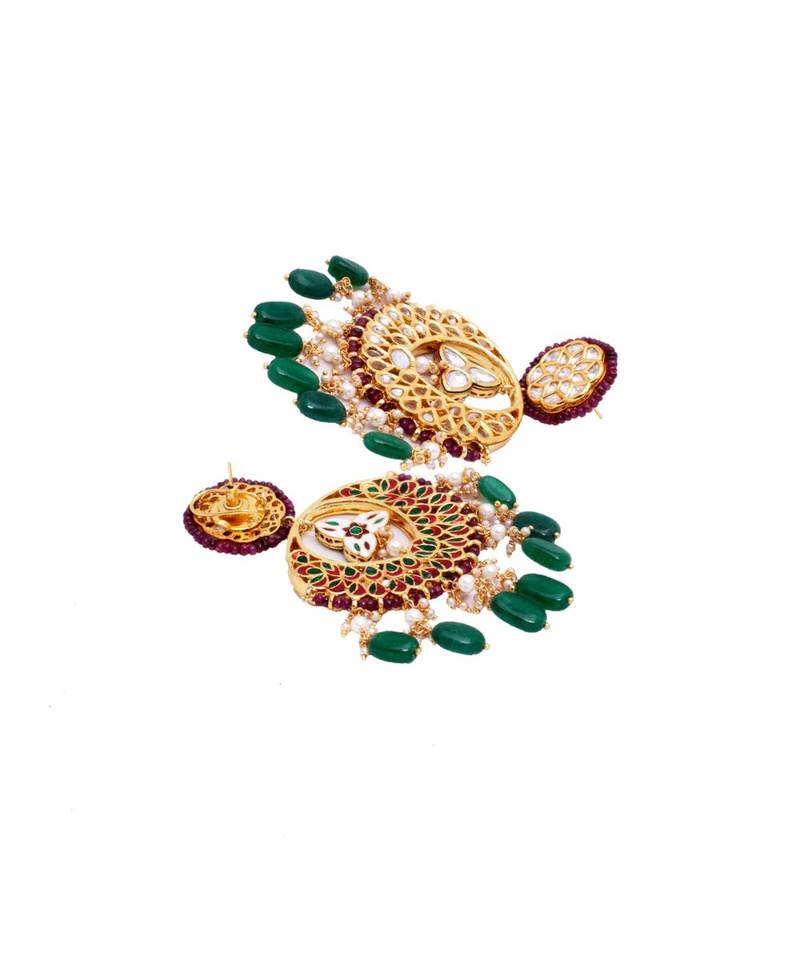 Elegant Red And Green Dangle Earrings