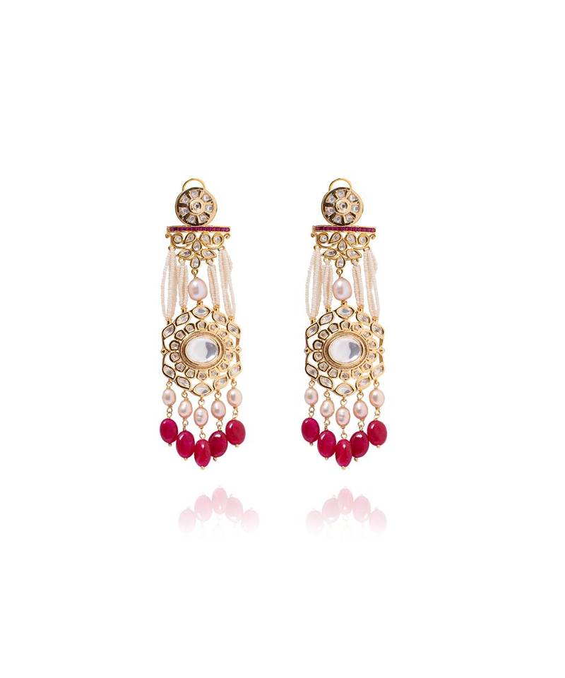 Bespoke White And Red Drop Earrings