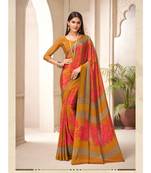 Musterd Printed silk saree  with blouse
