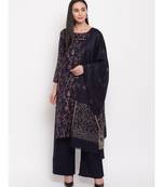 Black Liva unstitched acrylic wool blend dress material