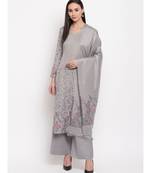 Grey Woven Design unstitched acrylic wool blend dress material