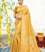 Gold woven art silk sarees saree with blouse