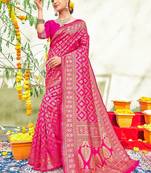 Pink woven art silk sarees saree with blouse