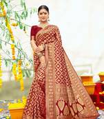 Maroon woven art silk sarees saree with blouse