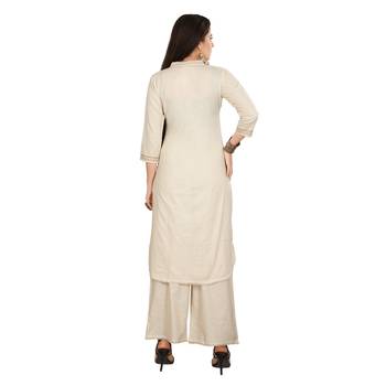 Cream embroidered cotton long-kurtis 2
