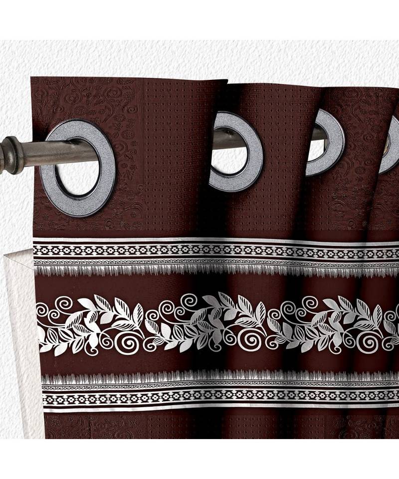 A Brown Printed Polyester Punching Window Curtain