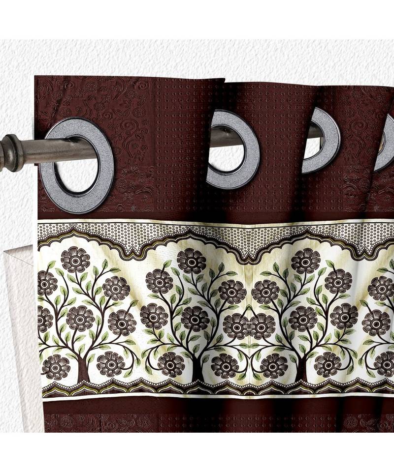 A Brown Printed Polyester Punching Window Curtain