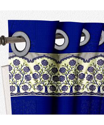 A Blue Printed Polyester Punching Window Curtain 2