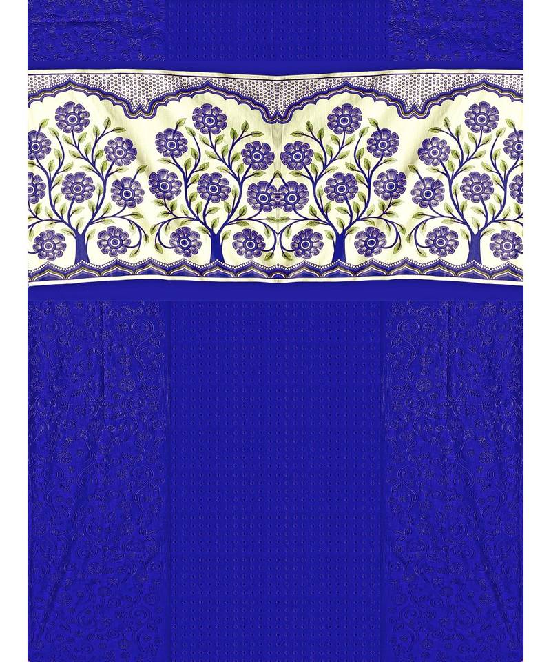 A Blue Printed Polyester Punching Window Curtain