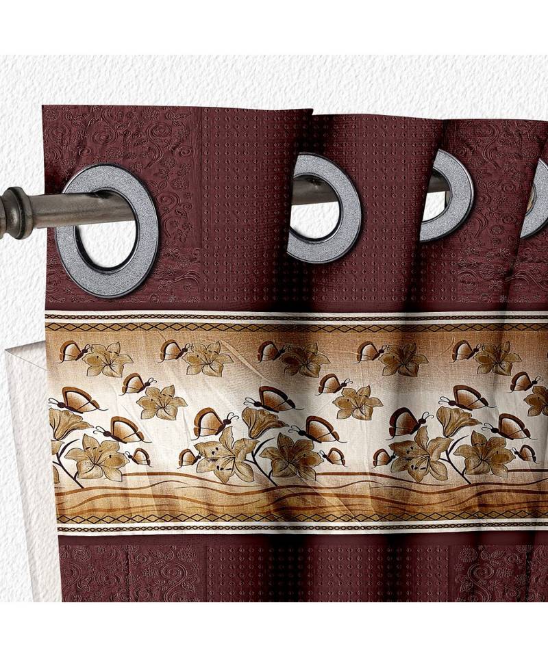A Brown Printed Polyester Punching Window Curtain