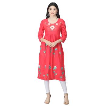 Peach printed cotton kurtas-and-kurtis 1