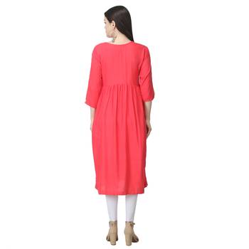 Peach printed cotton kurtas-and-kurtis 2
