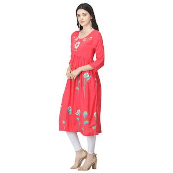 Peach printed cotton kurtas-and-kurtis 3