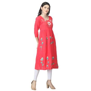 Peach printed cotton kurtas-and-kurtis 4