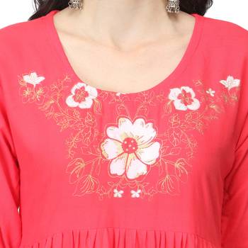 Peach printed cotton kurtas-and-kurtis 5