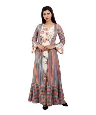 Multicolor printed cotton long-kurtis 1