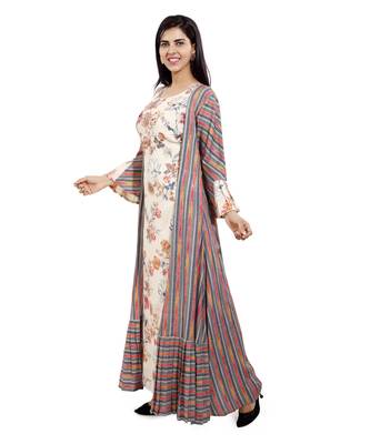 Multicolor printed cotton long-kurtis 4