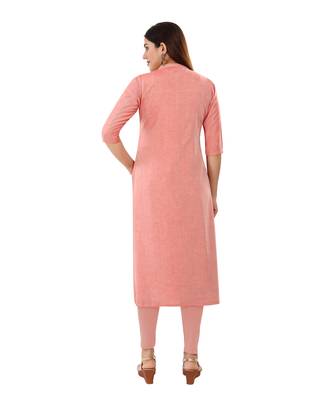 Pink embroidered chanderi long-kurtis 2