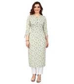 Light-green printed rayon long-kurtis