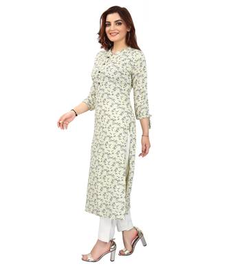 Light-green printed rayon long-kurtis 3