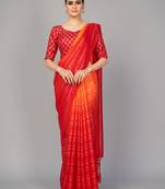 Red woven silk saree with blouse