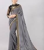 White printed georgette saree with blouse