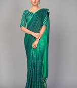 Green woven silk saree with blouse