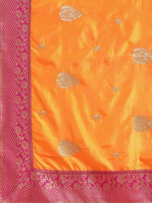 Yellow embroidered silk blend saree with blouse 4