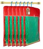 atorakushon Satin Maroon Hanging Saree Cover Wardrobe Cloth organizer for Storage Rack Garment Storage Bags Pack of 6