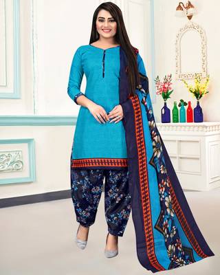 Blue geometric print cotton salwar 1