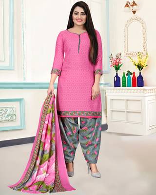 Pink geometric print cotton salwar 1