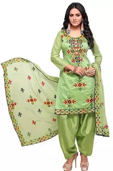 Green embroidered chanderi salwar