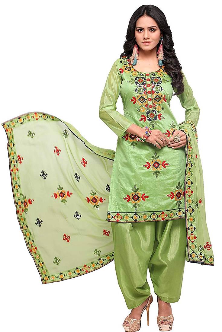 Green embroidered chanderi salwar
