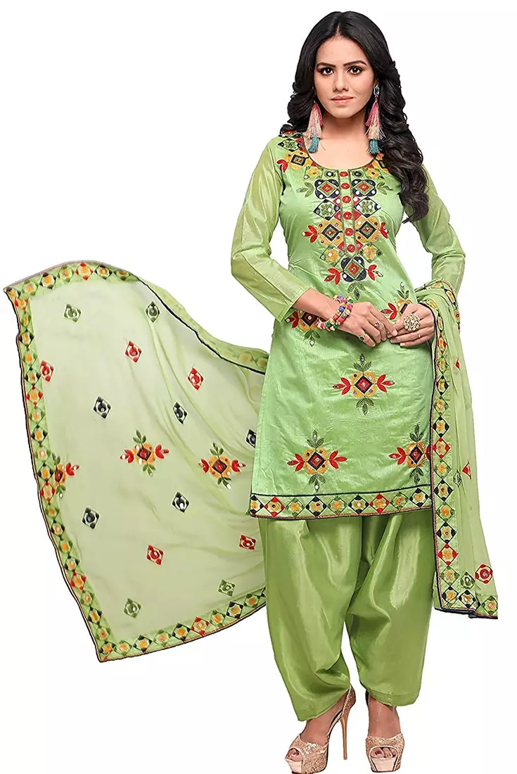 Green embroidered chanderi salwar