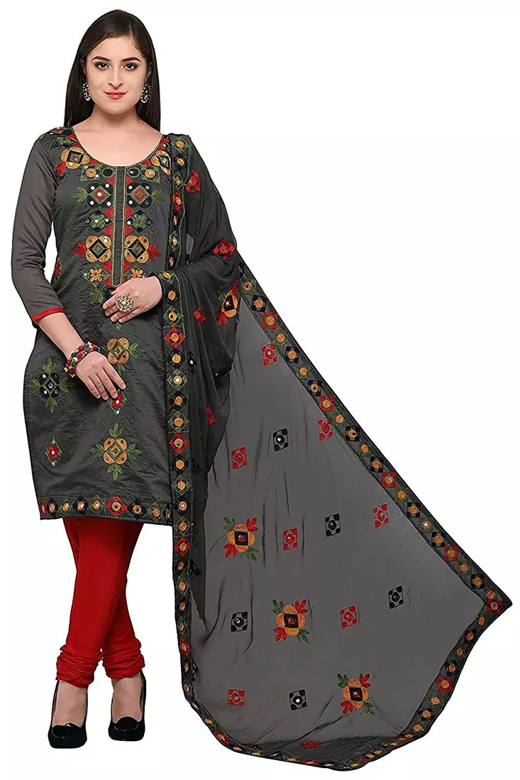Brown embroidered chanderi salwar