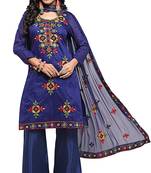 Blue embroidered chanderi salwar