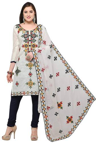 White embroidered chanderi salwar