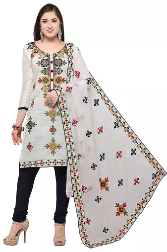 White embroidered chanderi salwar