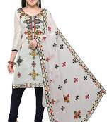 White embroidered chanderi salwar