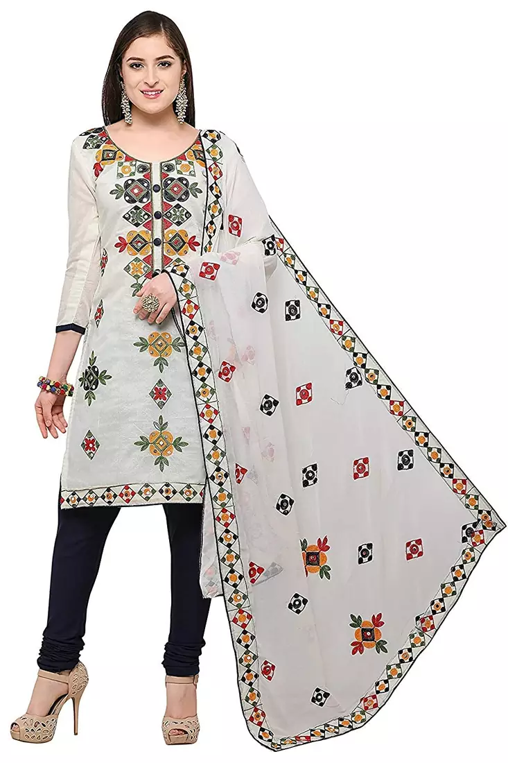White embroidered chanderi salwar